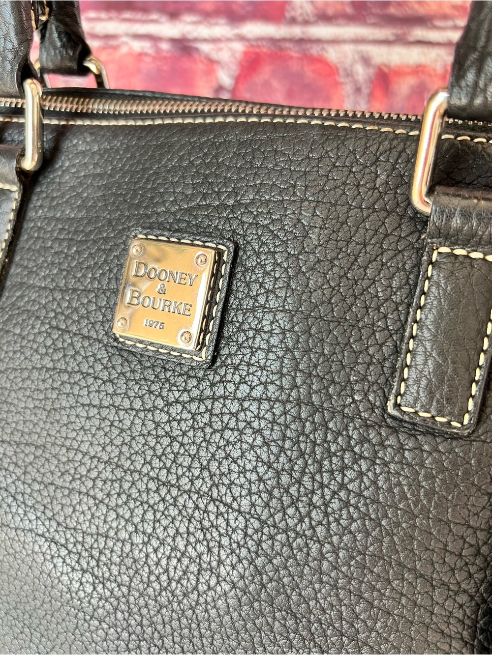 Dooney & Bourke Vintage Embossed Pebbled Leather Dome Satchel - Black - Picture 3 of 10